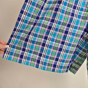 Vintage Cleo Petites Blue Plaid High Waisted Bahama Shorts Size M