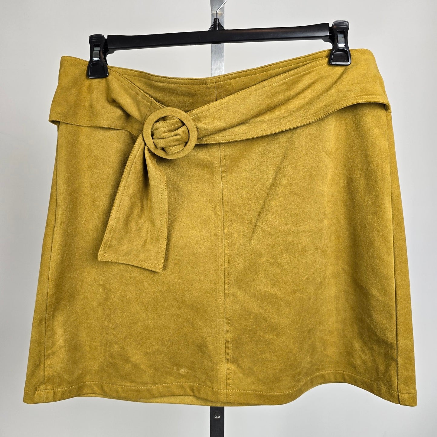 Molly Bracken Yellow faux Suede Mini Skirt Size L