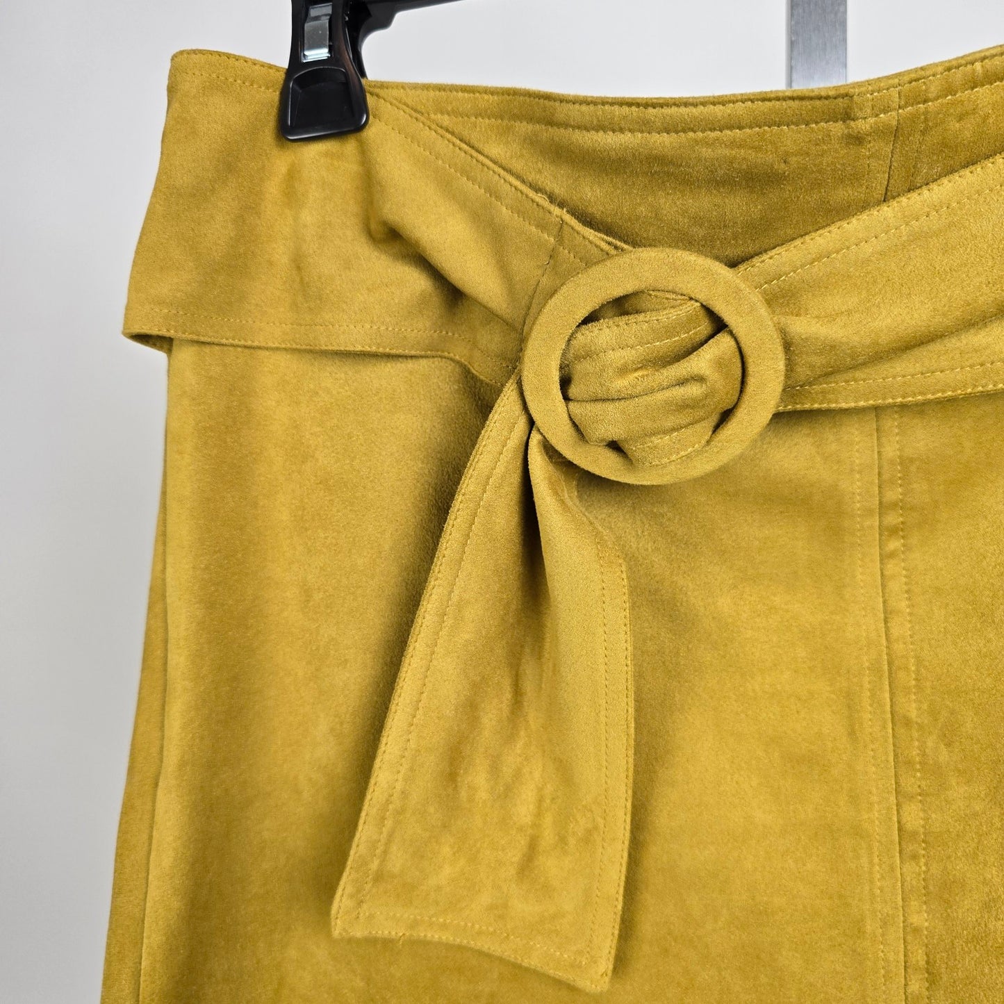 Molly Bracken Yellow faux Suede Mini Skirt Size L