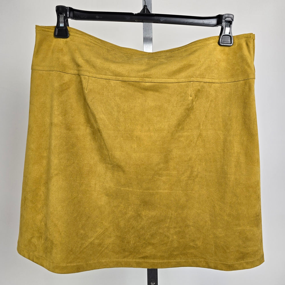 Molly Bracken Yellow faux Suede Mini Skirt Size L