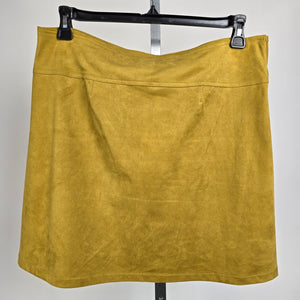 Molly Bracken Yellow faux Suede Mini Skirt Size L
