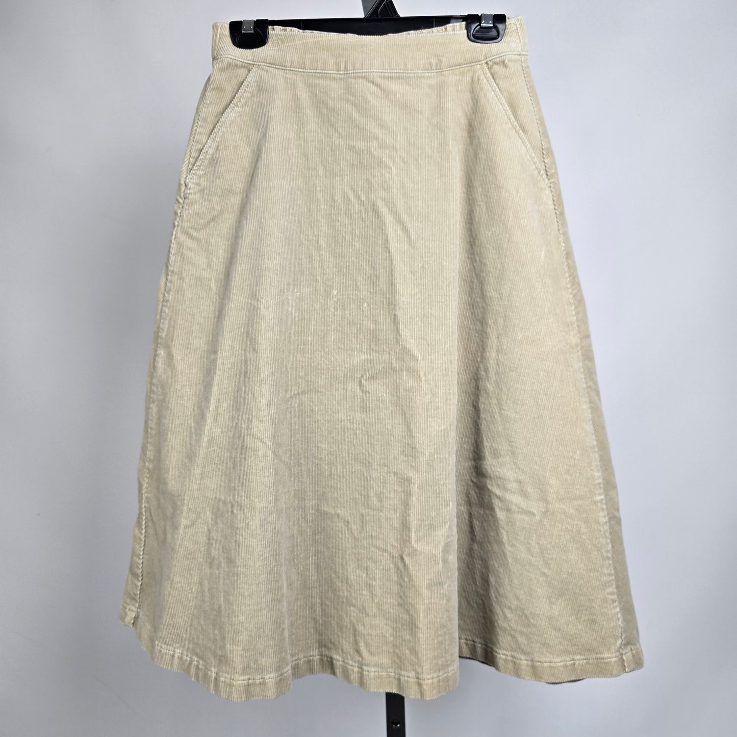 Uniqlo Cream Corduroy Cotton A-Line Midi Skirt Size S