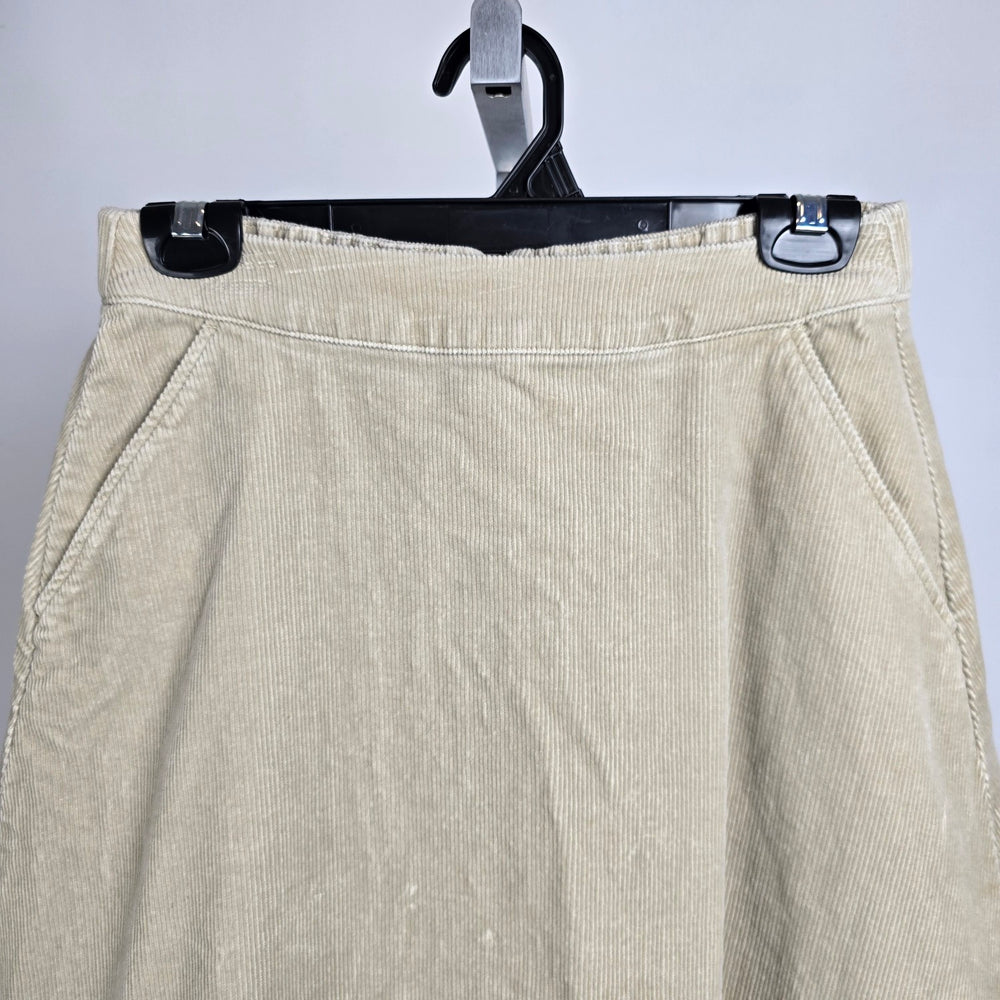 Uniqlo Cream Corduroy Cotton A-Line Midi Skirt Size S