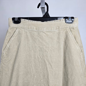 Uniqlo Cream Corduroy Cotton A-Line Midi Skirt Size S