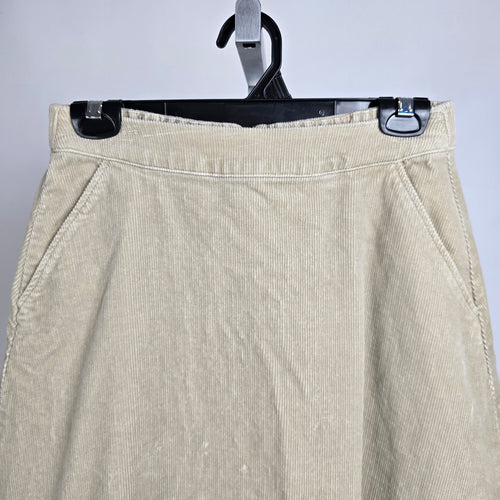Uniqlo Cream Corduroy Cotton A-Line Midi Skirt Size S