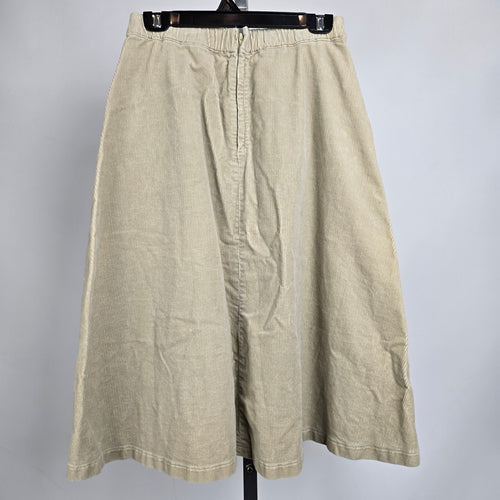 Uniqlo Cream Corduroy Cotton A-Line Midi Skirt Size S