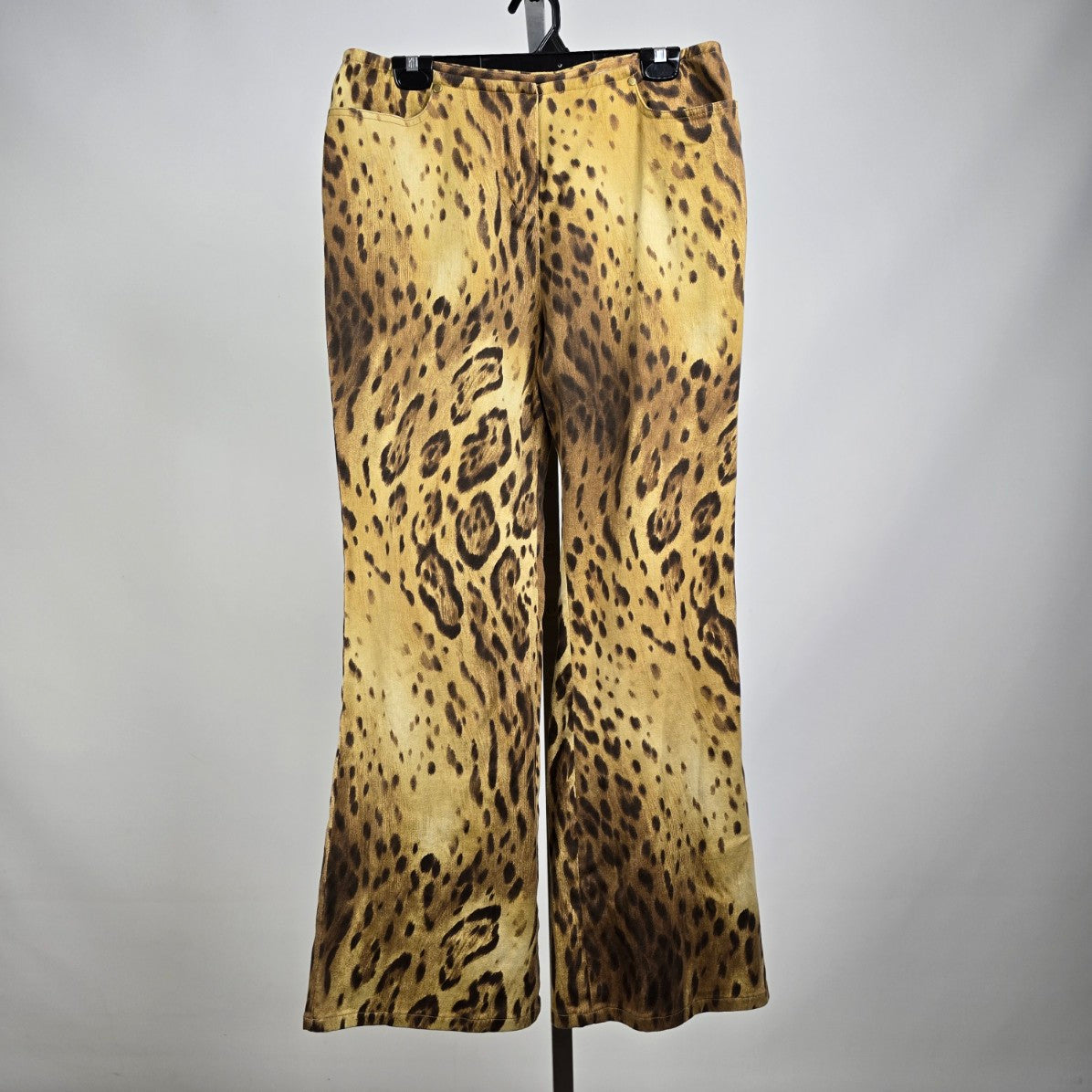 Simon Chang Animal Print Cotton Wide Leg Pants Size 12