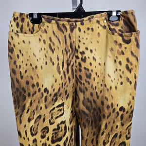 Simon Chang Animal Print Cotton Wide Leg Pants Size 12