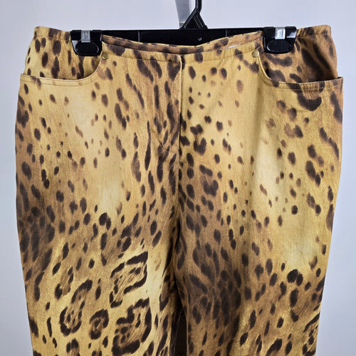Simon Chang Animal Print Cotton Wide Leg Pants Size 12