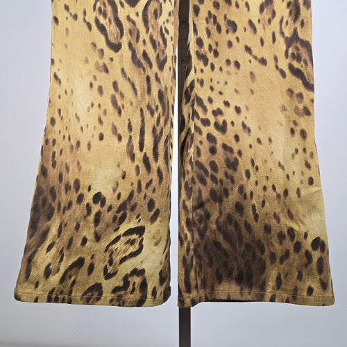 Simon Chang Animal Print Cotton Wide Leg Pants Size 12
