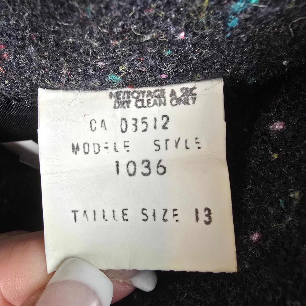 Vintage Black Wool Tweed Button Up Midi Skirk Size 13