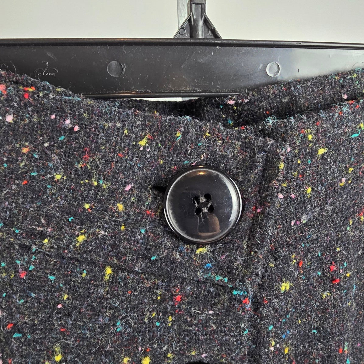 Vintage Black Wool Tweed Button Up Midi Skirk Size 13