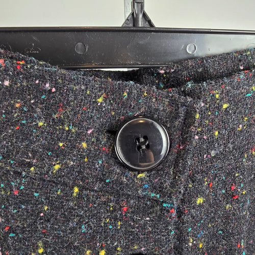 Vintage Black Wool Tweed Button Up Midi Skirk Size 13