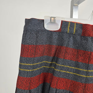 Vintage Grey & Red Wool Pleated Kilt Skirt Size S/M