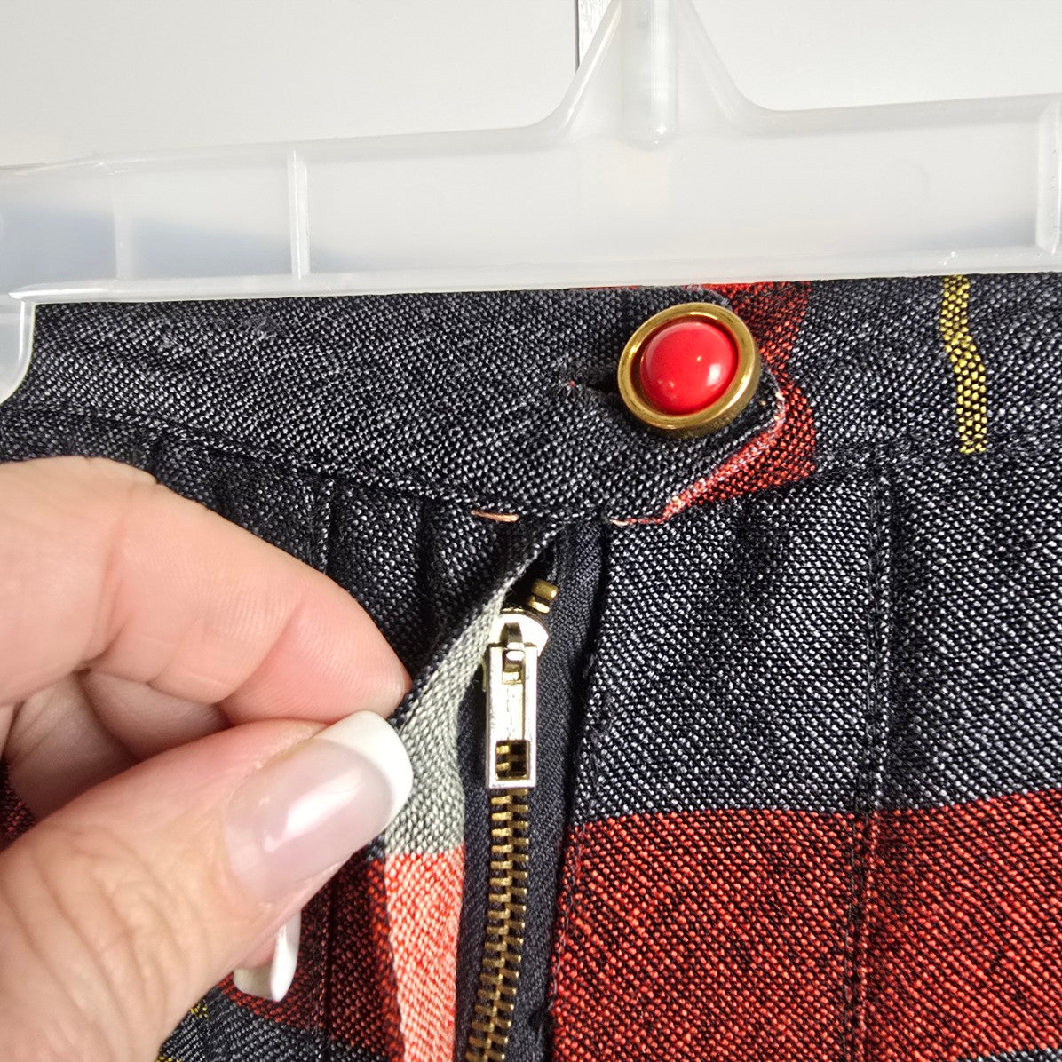 Vintage Grey & Red Wool Pleated Kilt Skirt Size S/M