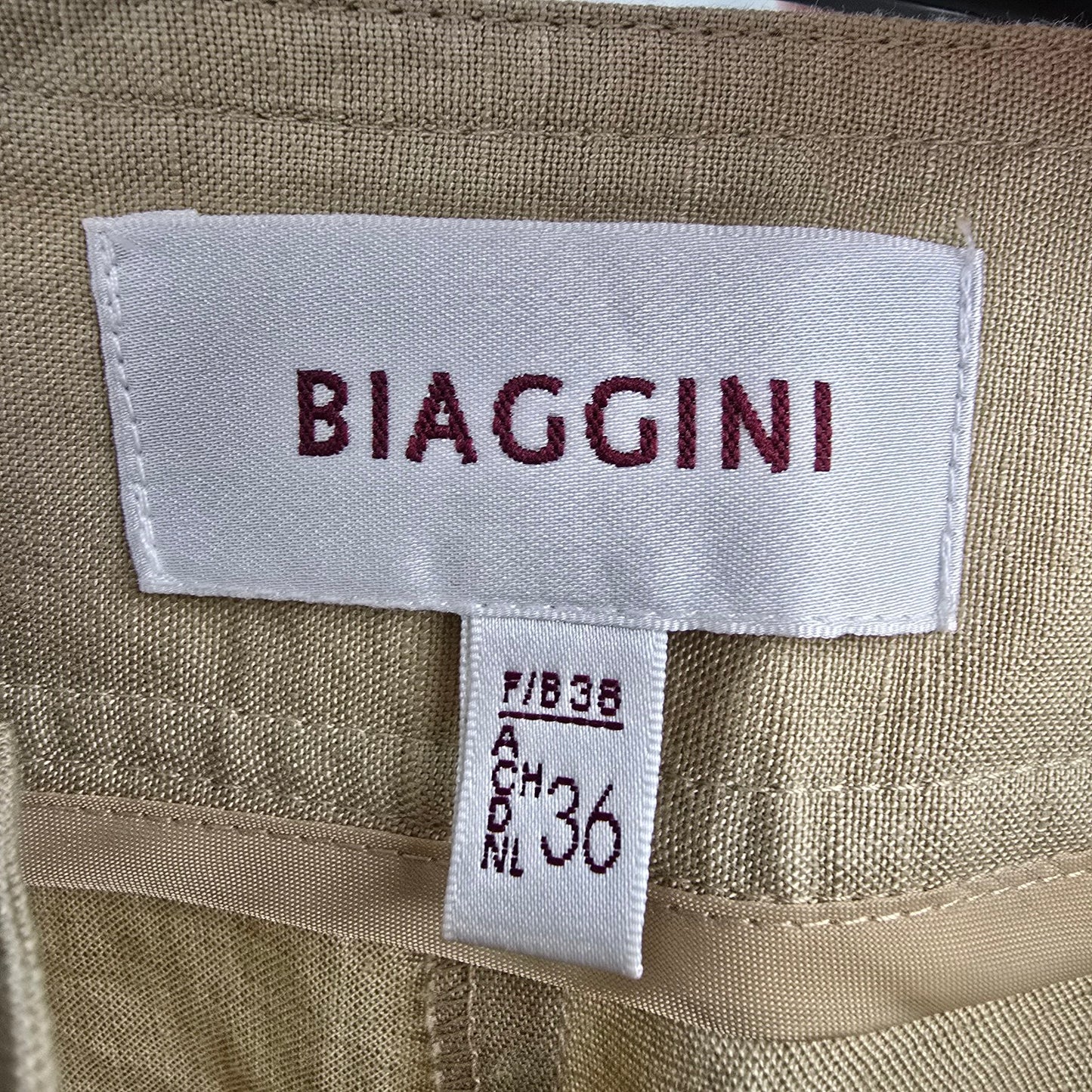 Biaggini Cream Linen Wide Leg Trouser Pants Size 6