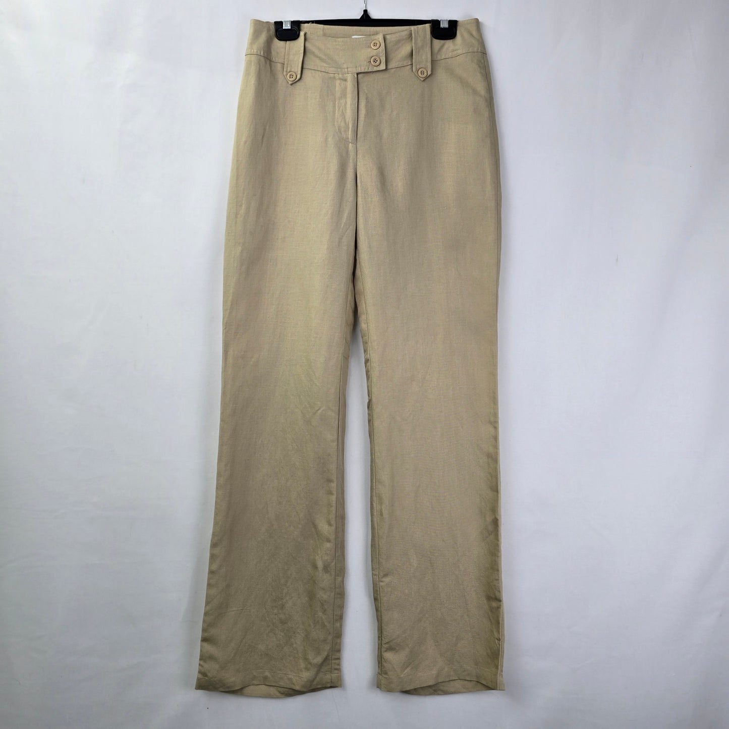 Biaggini Cream Linen Wide Leg Trouser Pants Size 6