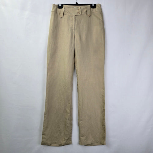 Biaggini Cream Linen Wide Leg Trouser Pants Size 6