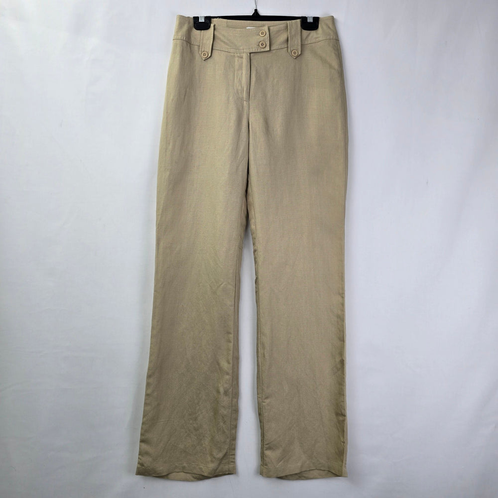 Biaggini Cream Linen Wide Leg Trouser Pants Size 6