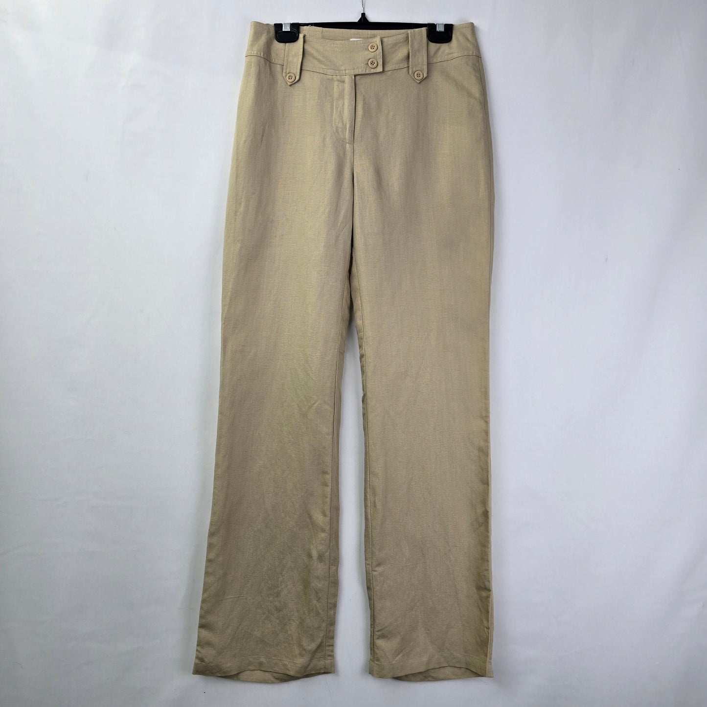 Biaggini Cream Linen Wide Leg Trouser Pants Size 6