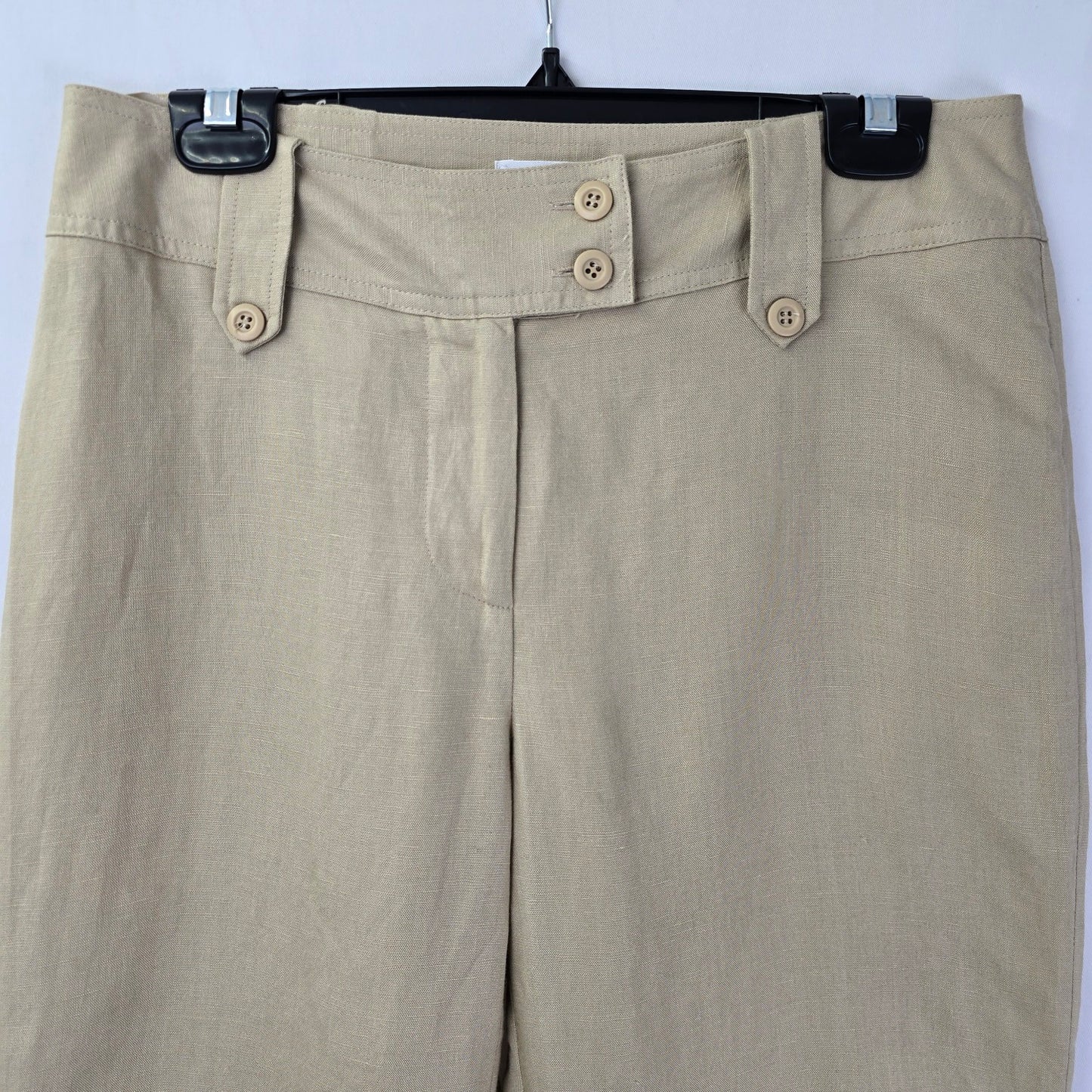 Biaggini Cream Linen Wide Leg Trouser Pants Size 6