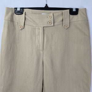 Biaggini Cream Linen Wide Leg Trouser Pants Size 6
