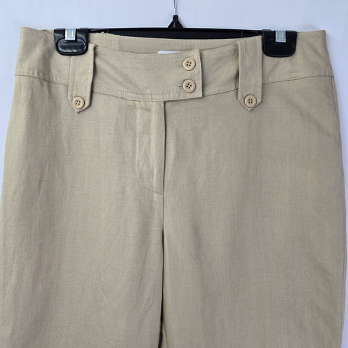 Biaggini Cream Linen Wide Leg Trouser Pants Size 6