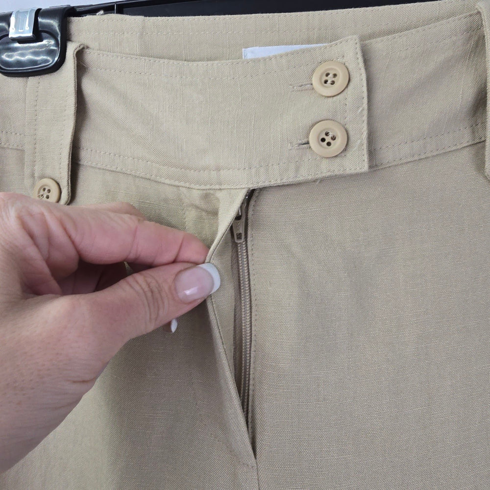 Biaggini Cream Linen Wide Leg Trouser Pants Size 6