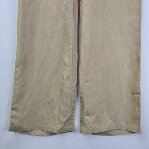Biaggini Cream Linen Wide Leg Trouser Pants Size 6