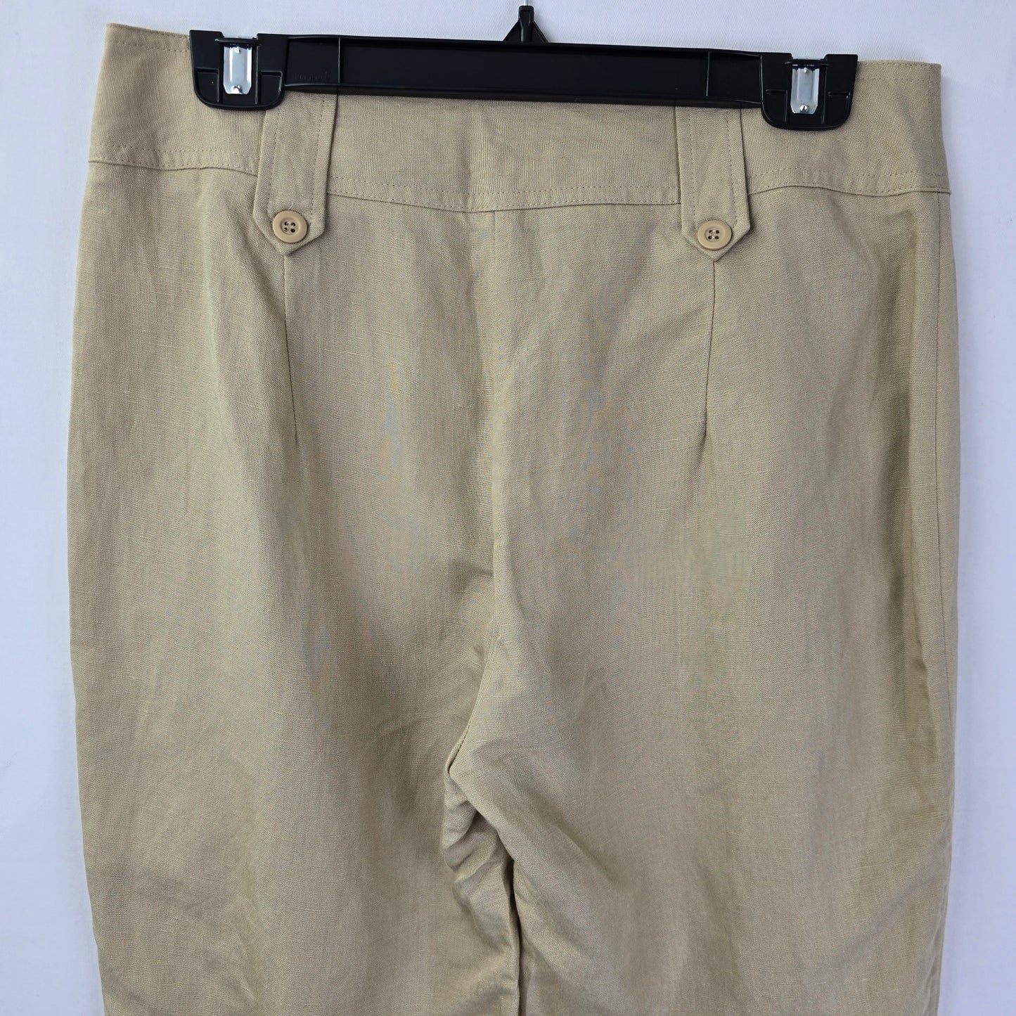 Biaggini Cream Linen Wide Leg Trouser Pants Size 6