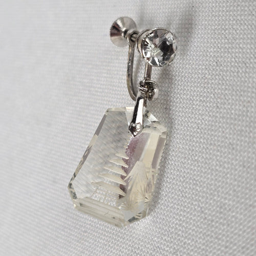 Vintage 925 Sterling Silver CZ Pagoda Crystal Screw Back Earrings