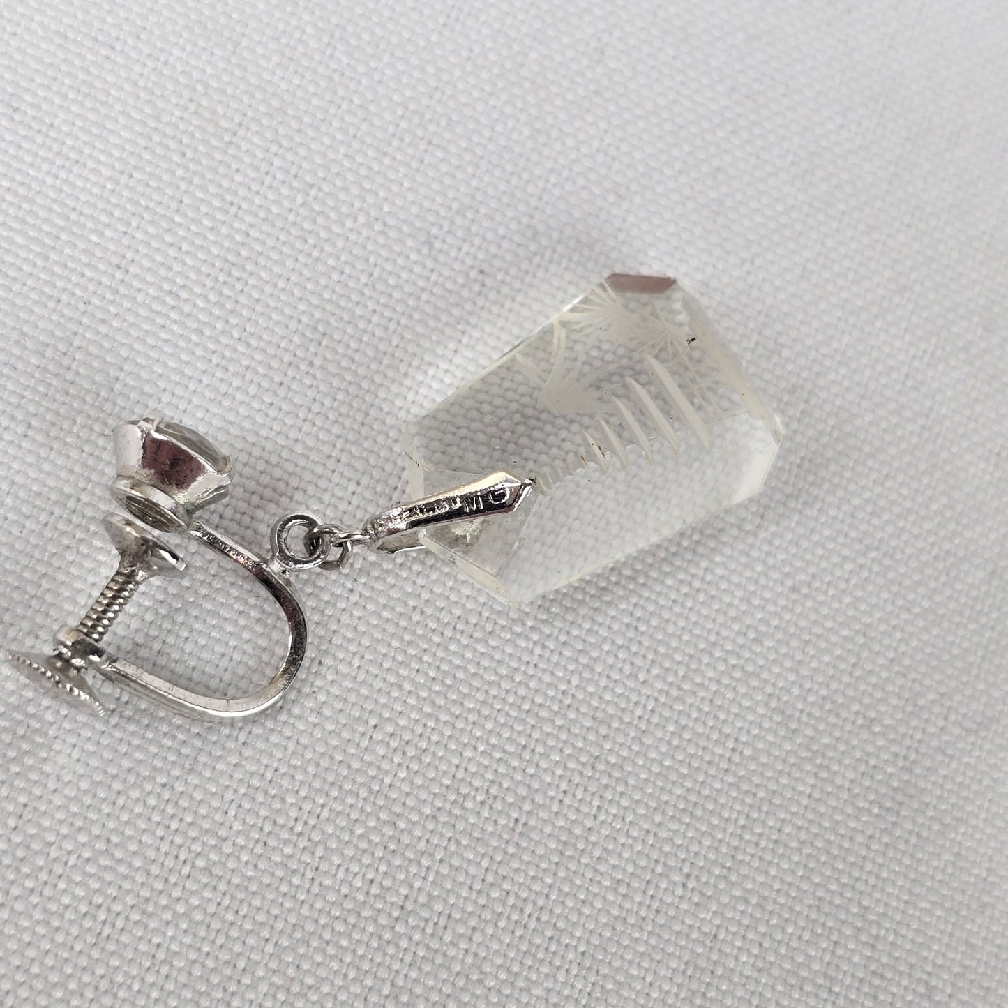 Vintage 925 Sterling Silver CZ Pagoda Crystal Screw Back Earrings