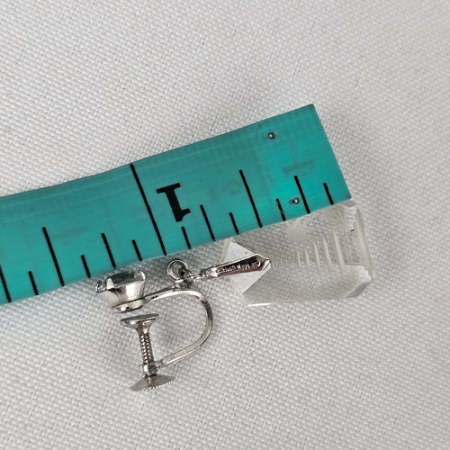 Vintage 925 Sterling Silver CZ Pagoda Crystal Screw Back Earrings