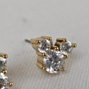 Disney Gold Tone Crystal Mickey Mouse Stud Earrings