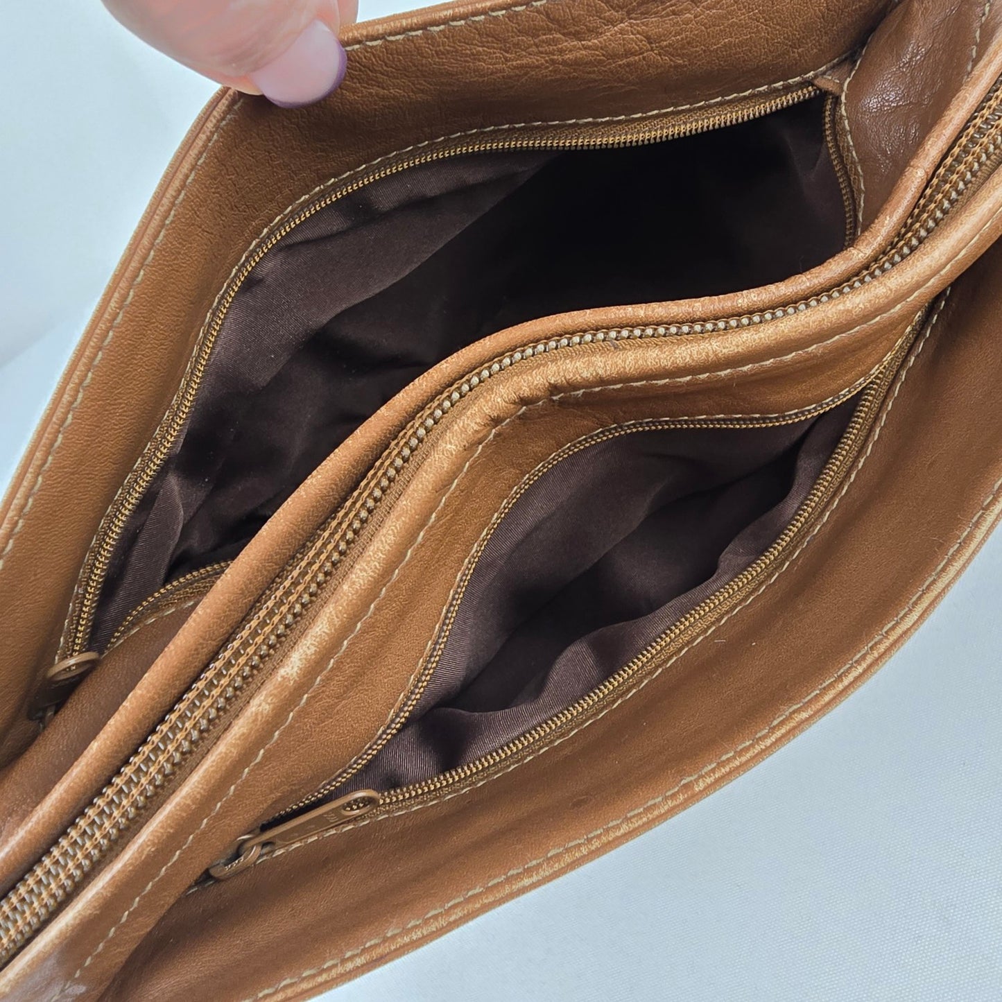 Derek Alexander Brown Leather Crossbody Purse