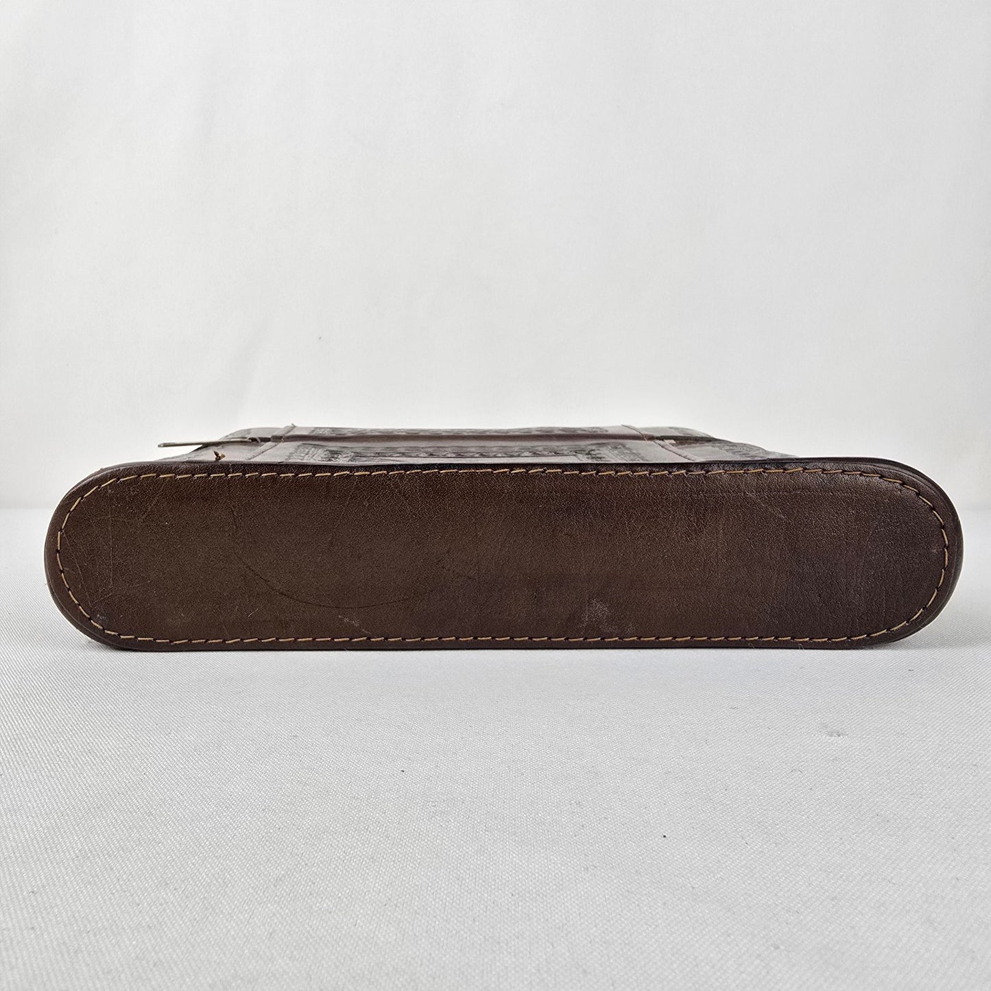 Vintage Handcrafted Embossed Leather Bar Travel Case Clutch Purse