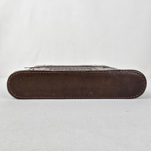 Vintage Handcrafted Embossed Leather Bar Travel Case Clutch Purse