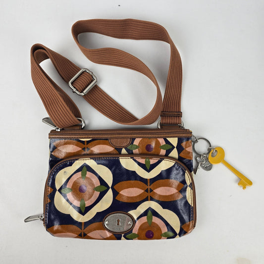 Fossil Key Per Floral Coated Canvas flap Crossbody Purse