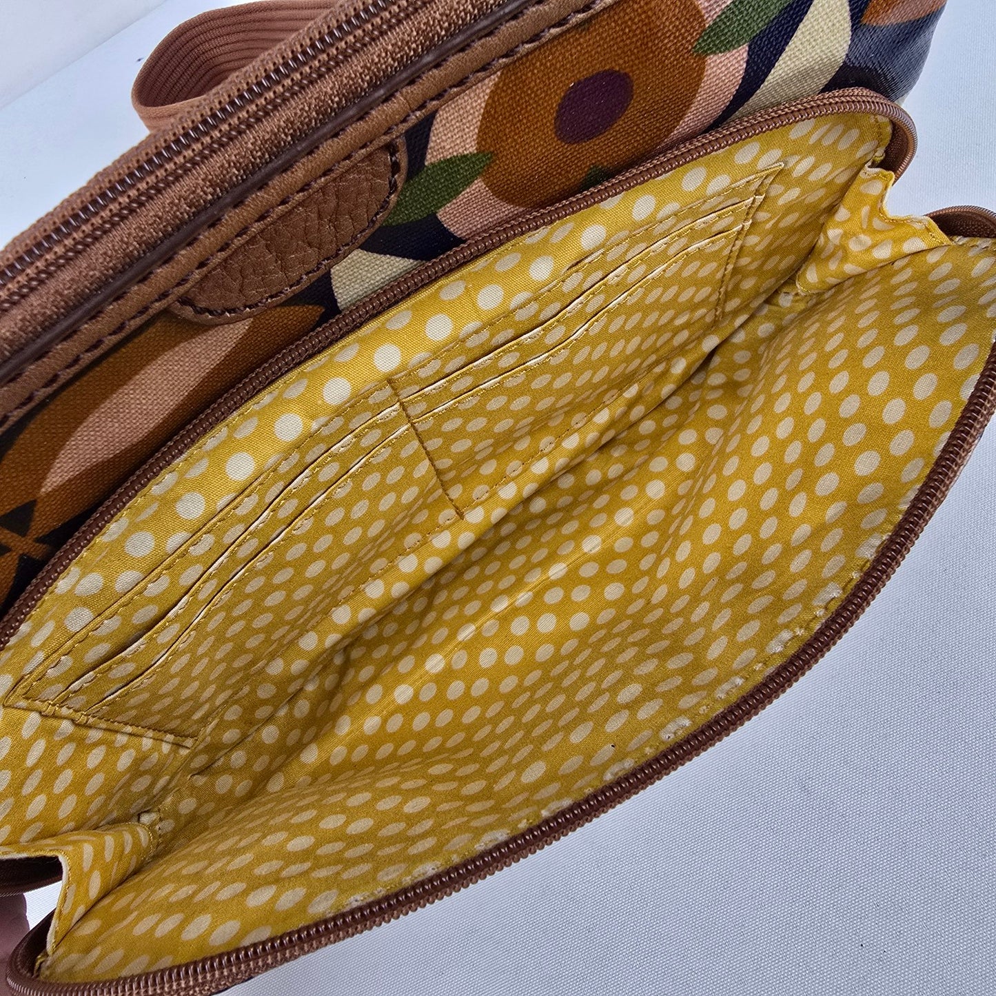 Fossil Key Per Floral Coated Canvas flap Crossbody Purse