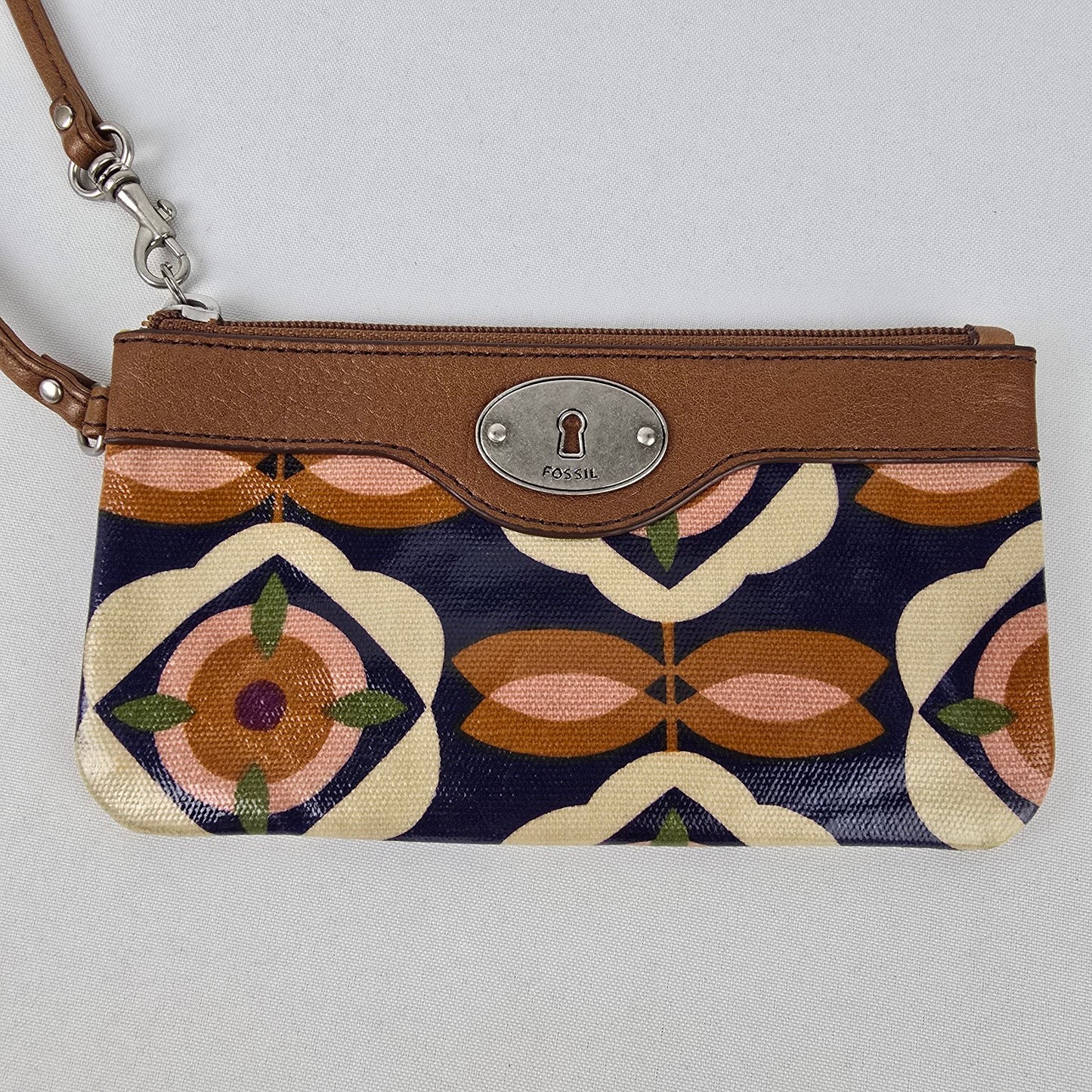 Fossil Key Per Floral Coated Canvas Wristlet