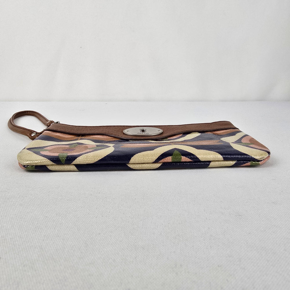 Fossil Key Per Floral Coated Canvas Wristlet