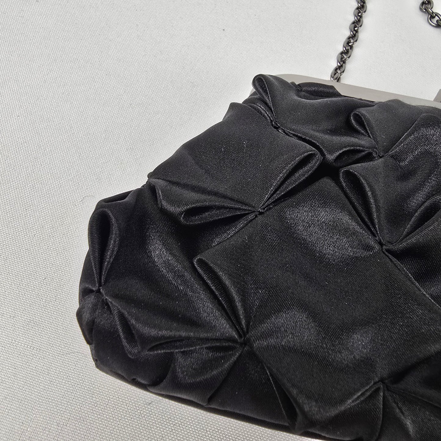 Pink Stix Black Satin Clutch Purse