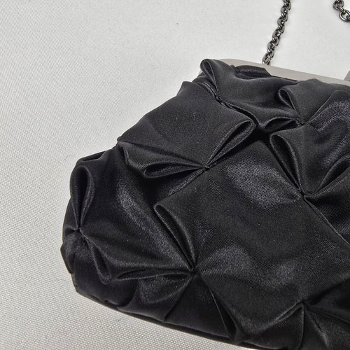 Pink Stix Black Satin Clutch Purse