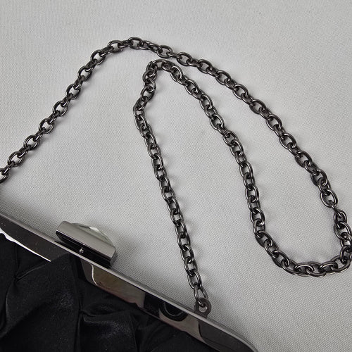 Pink Stix Black Satin Clutch Purse