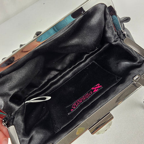 Pink Stix Black Satin Clutch Purse