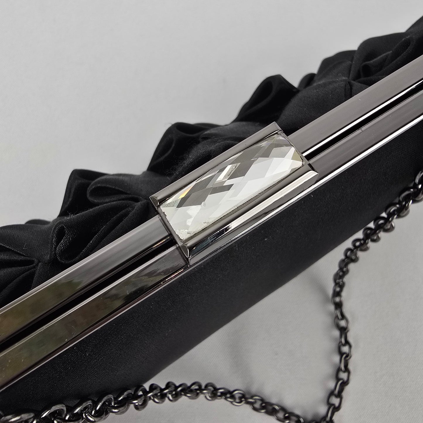 Pink Stix Black Satin Clutch Purse