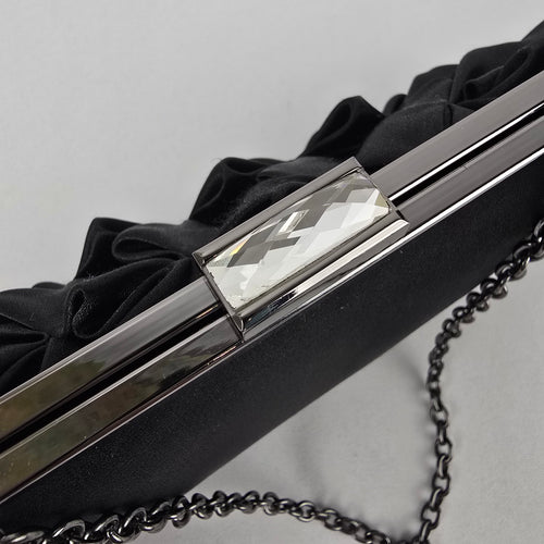 Pink Stix Black Satin Clutch Purse
