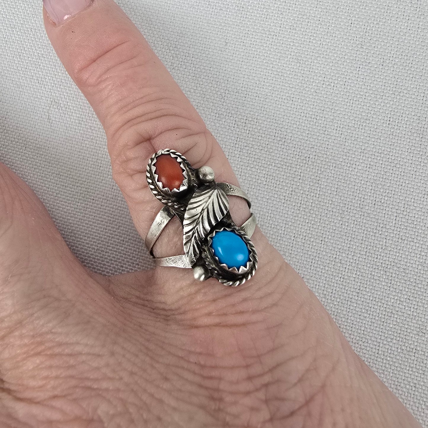 Vintage Sterling Silver Natural Stone Ring Size 7