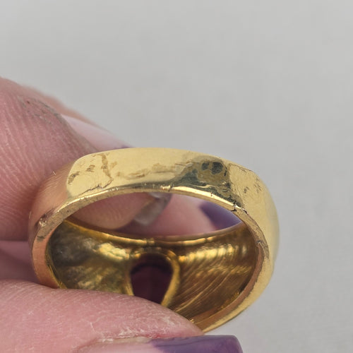 Vintage Gold Tone Purple Stone Crystal Ring Size 8