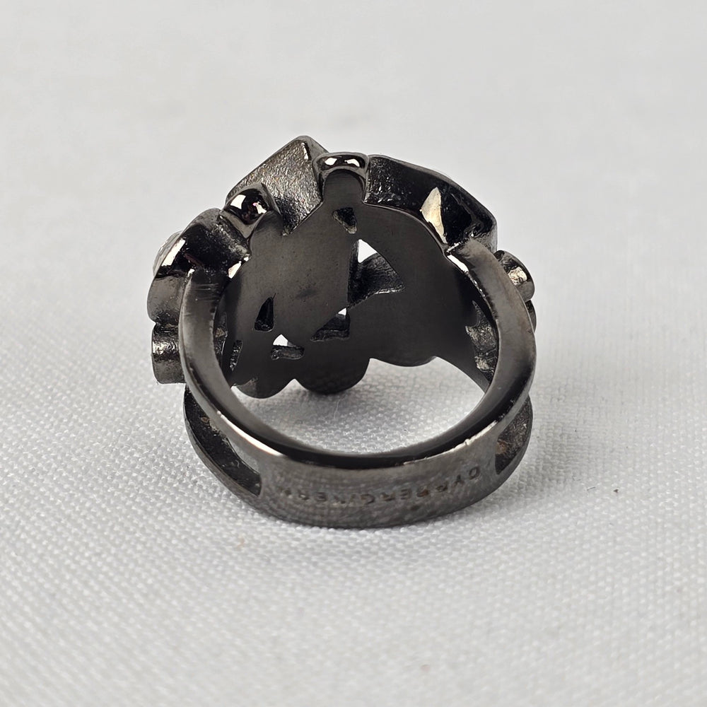 Dyrberg Kern Black & Silver Faceted Stone Statement Ring 7
